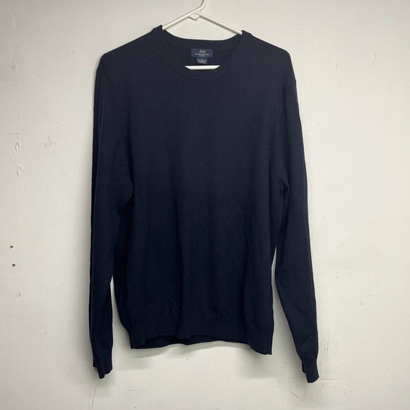 Brooks Brothers 346 Sweater Men's Size Large Merino Wool Stretch Navy Blue - Picture 1 of 4